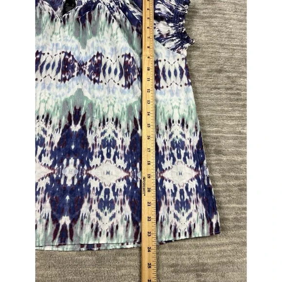 Axcess Top Womens XL Multicolor Boho Shortsleeve Polyester Smocked Sleeve Casual - Picture 5 of 11